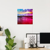サンセットのサンセットのビーチ写真 – Seascape ポスター (ホームオフィス)