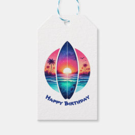 サンセットのサーフボード ギフトタグ