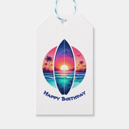 サンセットのサーフボード ギフトタグ (正面)