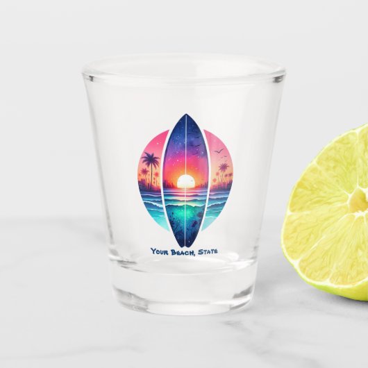 サンセットのサーフボード ショットグラス (正面)