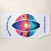 サンセットのサーフボード ビーチタオル (正面)