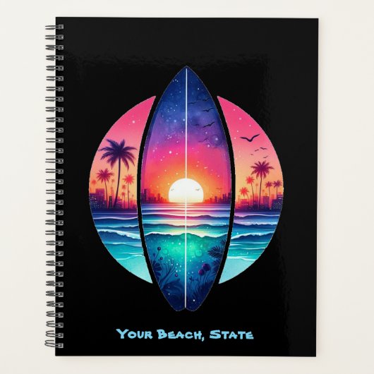 サンセットのサーフボード プランナー手帳 (正面)