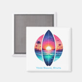 サンセットのサーフボード マグネット (正面/裏面)