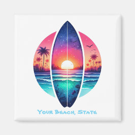 サンセットのサーフボード マグネット