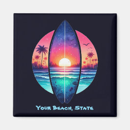 サンセットのサーフボード マグネット
