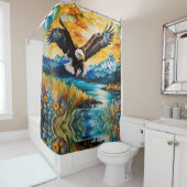 サンセットのハゲのイーグル川の野草 シャワーカーテン (インサイチュ)