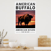 サンセットのバイソンシルエット ポスター (キッチン)