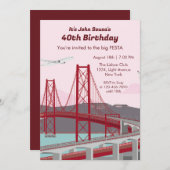 サンセットのリスボン橋での40歳の誕生日パーティー 招待状 (正面/裏面)