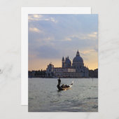 サンセットのヴェネツィアのゴンドラ - イタリア 招待状 (正面/裏面)