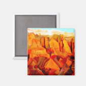 サンセットの山のシ絵画ーン マグネット (正面/裏面)