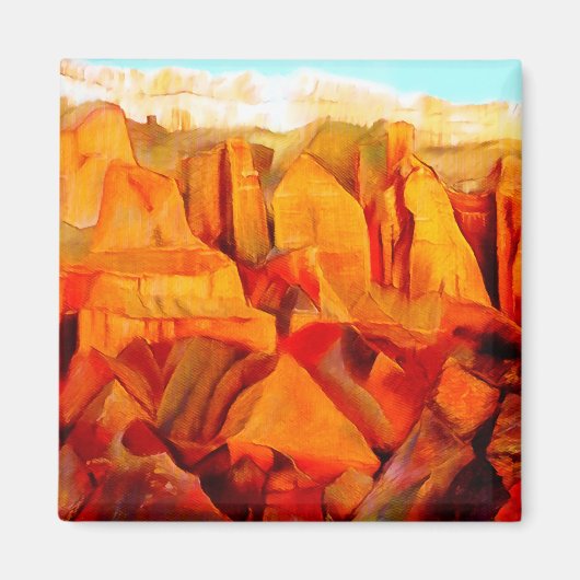 サンセットの山のシ絵画ーン マグネット (正面)