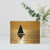 サンセットの帆船、スループ ポストカード (スタンド正面)