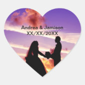 サンセットの新郎新婦ハートシール ハートシール (正面)
