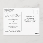 サンセットの水の色でサーファーのカップル日付を保存 ポストカード (裏面)