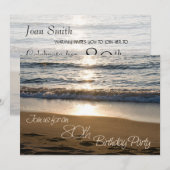 サンセットの波 80歳の誕生日パーティー招待状カード 招待状 (正面/裏面)