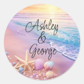 サンセットの浜辺 ラウンドシール (正面)