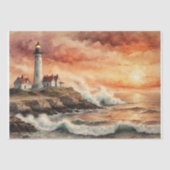 サンセットの海岸灯台 – デコページ – 薄葉紙 (正面)