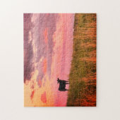 サンセットの牛のシルエット ジグソーパズル (縦)