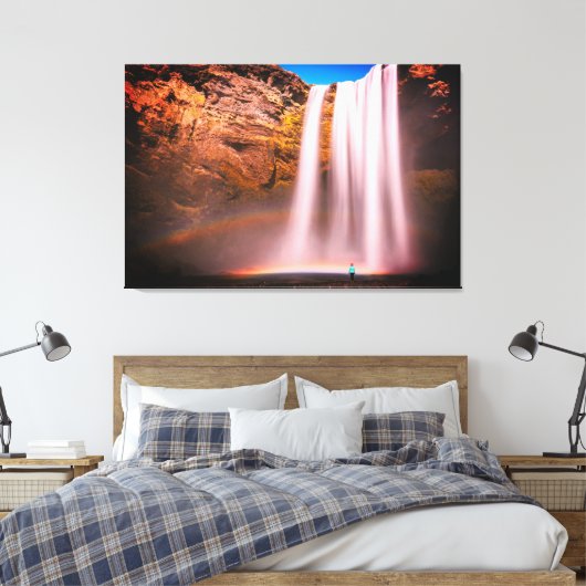 サンセットの美しい滝自然写真C キャンバスプリント (インサイチュ (寝室))