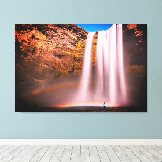 サンセットの美しい滝自然写真C キャンバスプリント (インサイチュ (ウッドフロア))