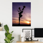 サンセットの赤いバラ ポスター (ホームオフィス)