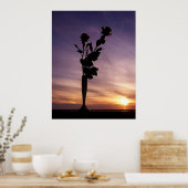 サンセットの赤いバラ ポスター (キッチン)