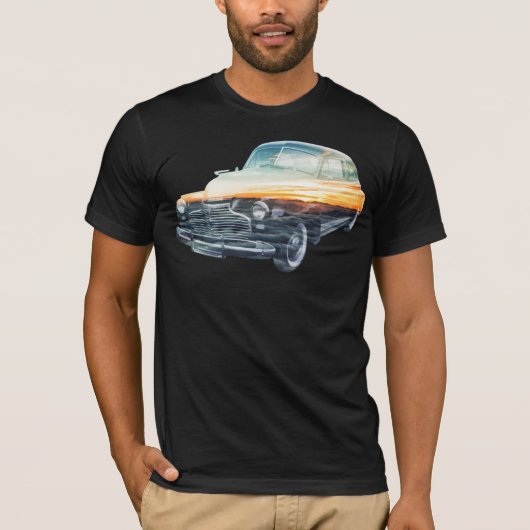 サンセットの車の二重露出 Tシャツ (正面)