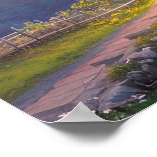 サンセットの輝きと桜の恵み ポスター (角)