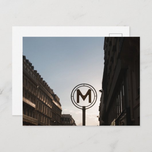 サンセットの間のパリメトロサイン ポストカード (正面/裏面)