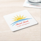 サンセットの香りロゴコスター スクエアペーパーコースター (アングル)