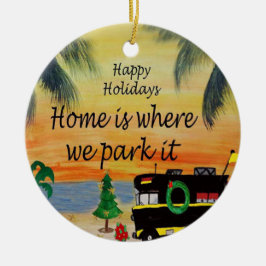 サンセットのRVクリスマスキャンパーのオーナメントから私の芸術 セラミックオーナメント
