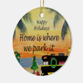 サンセットのRVクリスマスキャンパーのオーナメントから私の芸術 セラミックオーナメント (左)