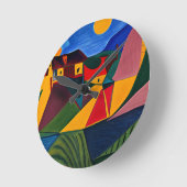 サンセットはっきりしたピカソの芸術 ラウンド壁時計 (傾斜)