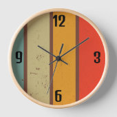 サンセットはっきりしたレトロレインボーストライプズ壁時計 壁時計 (正面)