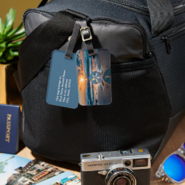 サンセットを介して砂ドル荷物タグ ラゲッジタグ