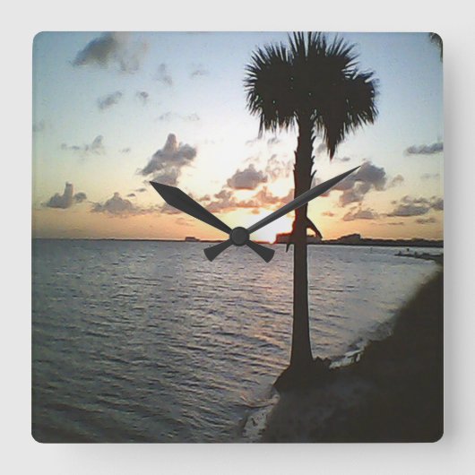 サンセットアットザビーチ スクエア壁時計 (正面)