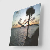 サンセットアットザビーチ スクエア壁時計 (傾斜)