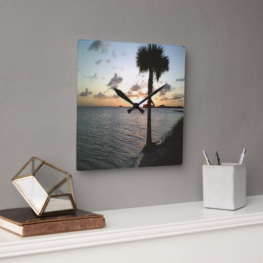 サンセットアットザビーチ スクエア壁時計 (オフィス)