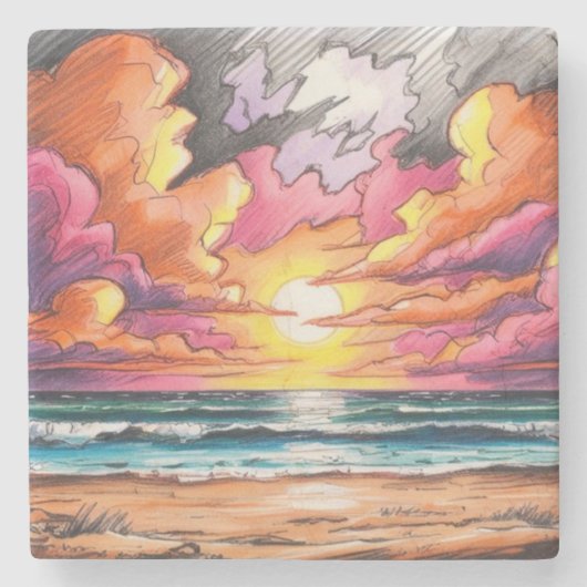 サンセットアットザビーチ ストーンコースター (正面)