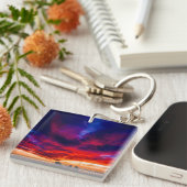 サンセットアットザピア、ハンティントンビーチ、カリフォルニア州 キーホルダー (正面右)