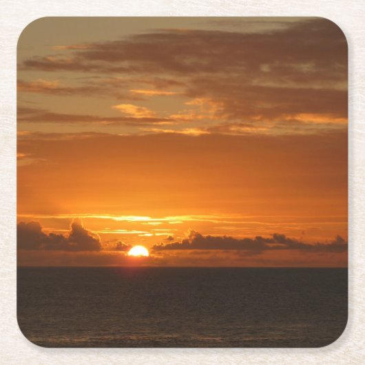 サンセットアットシーIトロピカルシーカラフルケープ スクエアペーパーコースター (正面)