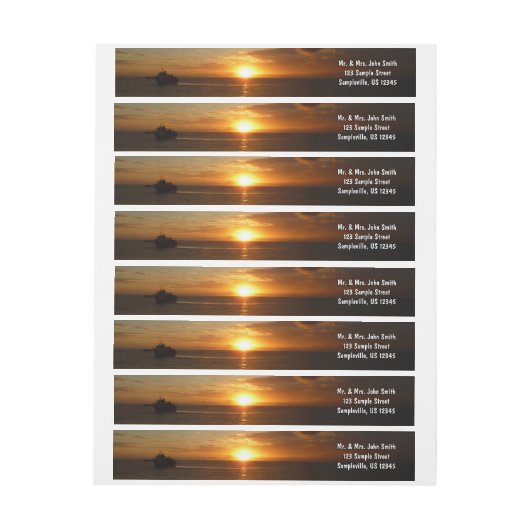 サンセットアットシーIIトロピカルシースケープ ラップアラウンドラベル (シート)