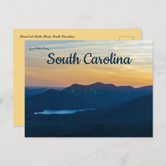 サンセットアットテーブルロックサウスカロライナ ポストカード (正面/裏面)