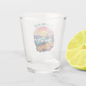 サンセットアットハワイビーチマウンテンズトロピカルプルメリア ショットグラス (裏面)