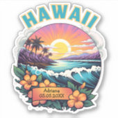 サンセットアットハワイビーチマウンテンズトロピカルプルメリア シール (正面)