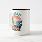 サンセットアットハワイビーチマウンテンズトロピカルプルメリア ツートーンマグカップ (正面左)
