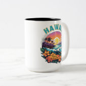 サンセットアットハワイビーチマウンテンズトロピカルプルメリア ツートーンマグカップ (正面右)