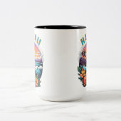 サンセットアットハワイビーチマウンテンズトロピカルプルメリア ツートーンマグカップ (中央)