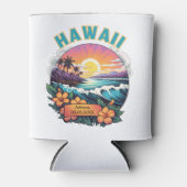 サンセットアットハワイビーチマウンテンズトロピカルプルメリア 缶クーラー (正面)