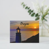 サンセットアットヘケタヘッドライトハウスオレゴン ポストカード (スタンド正面)